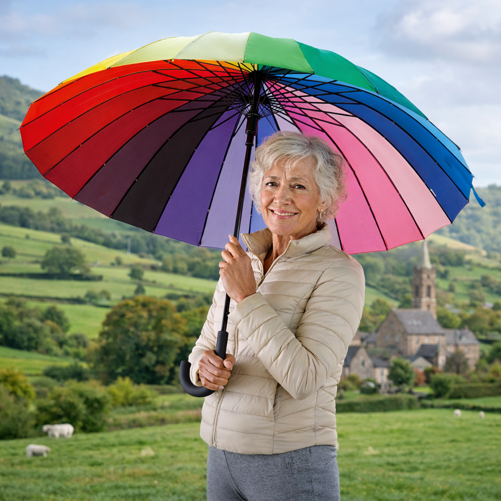 Avilo 24 Rib Rainbow Umbrella – Colourful Rain Umbrella