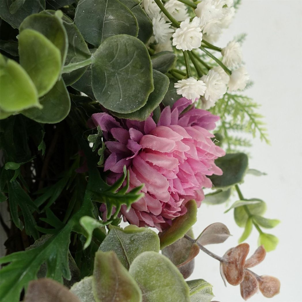 45cm Large Artificial Pink Blossom Floral Wreath on Natural Woven Base – Door Decoration