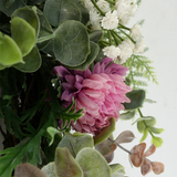 45cm Large Artificial Pink Blossom Floral Wreath on Natural Woven Base – Door Decoration