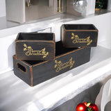 AcaciaHome Vintage Wooden Merry Christmas Storage Crate Set with Sturdy Handles – Festive Rustic Decor