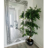 Leaf Artificial Twisted Trunk Ficus Tree, 180cm Triple Ball Topiary with 1984 Leaves & Metal Planter, Gold