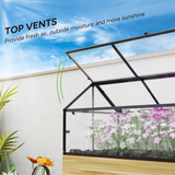 Outsunny Elevated Raised Garden Bed with Polycarbonate Grow House Cover & Flip-Up Windows – Year-Round Growing