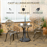 Outsunny 3-Piece Cast Aluminium Bistro Set with Parasol Hole – Two Armless Chairs & Round Table for Patio, Bronze