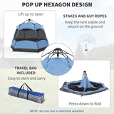 Outsunny 4 Person Pop Up Tent with 2 Doors & Mesh Windows – Camping & Festival Shelter, Blue and Black