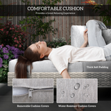 Outsunny 3-Piece Rattan Sofa Set with Tea Table, Side Table & Cushions – PE Wicker Lounge Furniture, Grey