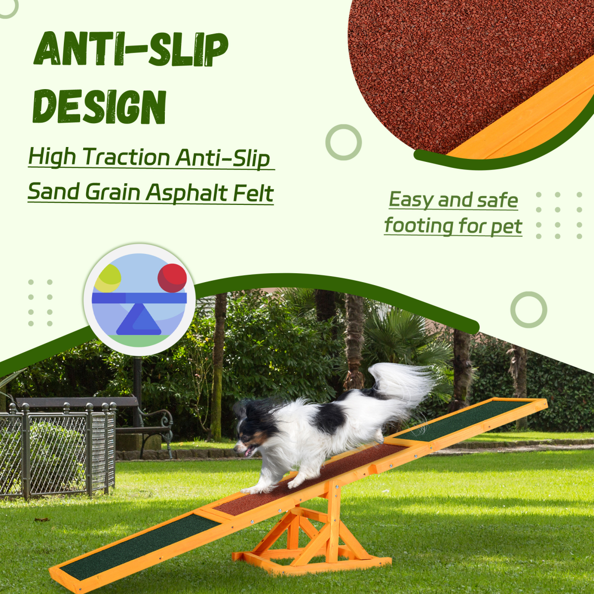 Pawhut Wooden Dog Seesaw Agility Training Equipment with Anti-slip Surface – Outdoor Pet Exercise
