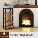 HOMCOM Rust-Resistant Metal Firewood Log Rack – Holds up to 100kg, Indoor & Light Outdoor Use, Black
