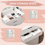 White Dressing Table Set with Flip-Up Mirror, Matching Stool & Storage Compartments – Doubles as a Desk