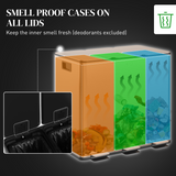 HOMCOM 3 x 15L Triple Recycling Pedal Bin with Lids – Kitchen Waste Sorting, Gold Tone