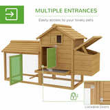 Small Wooden Chicken Coop with Nesting Box, Outdoor Run, Ramp & Slide-Out Tray – Hen House, 150.5 x 54 x 87cm