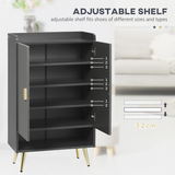 Slim Hallway Shoe Cabinet with Beadboard Doors & Gold Handles – Holds 15 Pairs