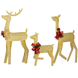 Lighted Christmas Reindeer Family – 3 Piece Outdoor Set with 200 Warm White Lights & Ground Stakes
