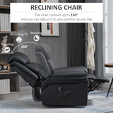 HOMCOM PU Leather Electric Lift and Rise Recliner, Overstuffed Design – Standing Assistance Chair, Black