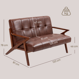 HOMCOM compact sofa dimensions diagram