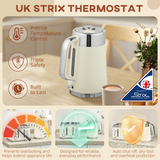 Kettle and 4-Slice Toaster Set with 1.7L 3000W Fast Boil Kettle & 7 Browning Levels – Ridged Design, Cream