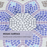 Outsunny Mosaic Round Patio Side Table with Ceramic Top, 60cm – Metal Frame Garden Table, Black/Blue/White
