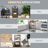 HOMCOM 3-Tier Printer Stand and Utility Cart with Adjustable Shelves – Rolling Storage Trolley