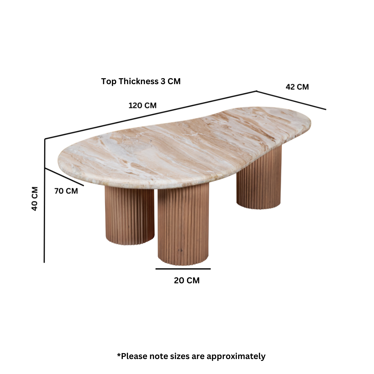 Ashford Natural Marble & Wood Pedestal Coffee Table – Round Statement Piece for Living Rooms