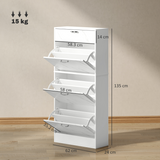 HOMCOM Shoe Cabinet with 4 Drawers for 18 Pairs, Adjustable Shelf & Anti-Tipping Straps – Black