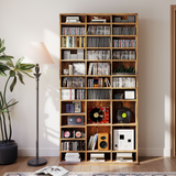 Tall Bookcase with 36 Cubes & 11 Adjustable Shelves for CDs and DVDs – Storage Cabinet, Rustic Brown