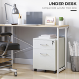 Vinsetto 2-Drawer Locking Mobile Filing Cabinet on Wheels – Home Office Document Storage, White