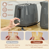 HOMCOM 1.7L Fast Boil Kettle & 2-Slice Toaster Set with Reheat, Defrost & Cancel – Breakfast Duo, Grey