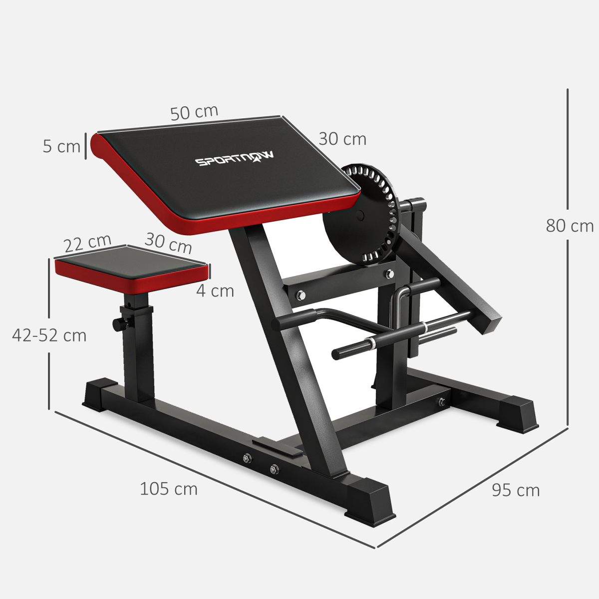 SPORTNOW Adjustable Preacher Curl Bench with Elbow Cushion, 25 Angles & 5 Seat Levels – Home Gym Arm Station