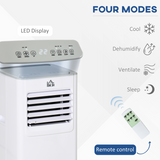 HOMCOM 7000 BTU Compact Portable Air Conditioner with Remote & 24H Timer – Small Room Cooling, White
