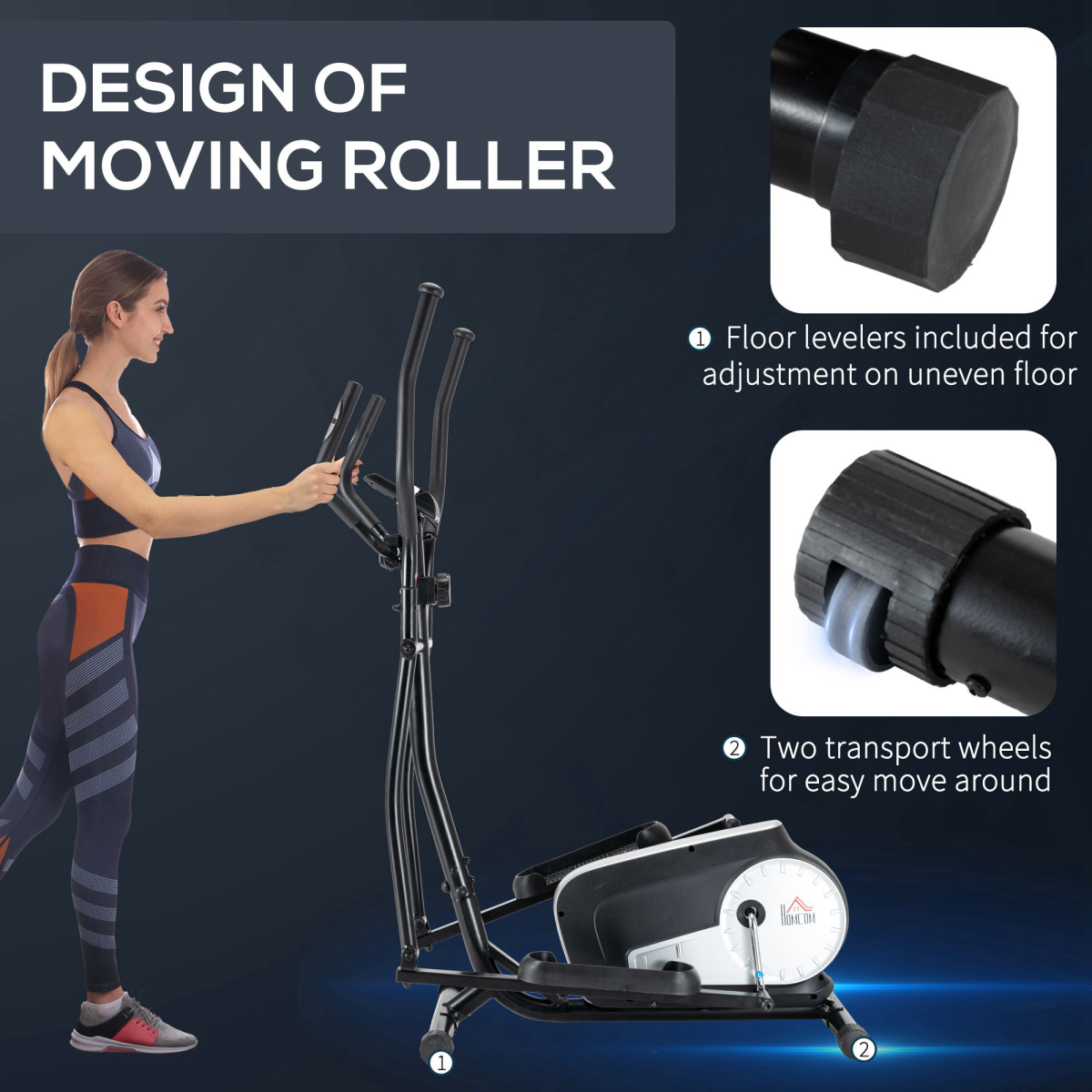 HOMCOM Elliptical Cross Trainer with 8 Resistance Levels & LCD Monitor – Home Cardio Machine, Black