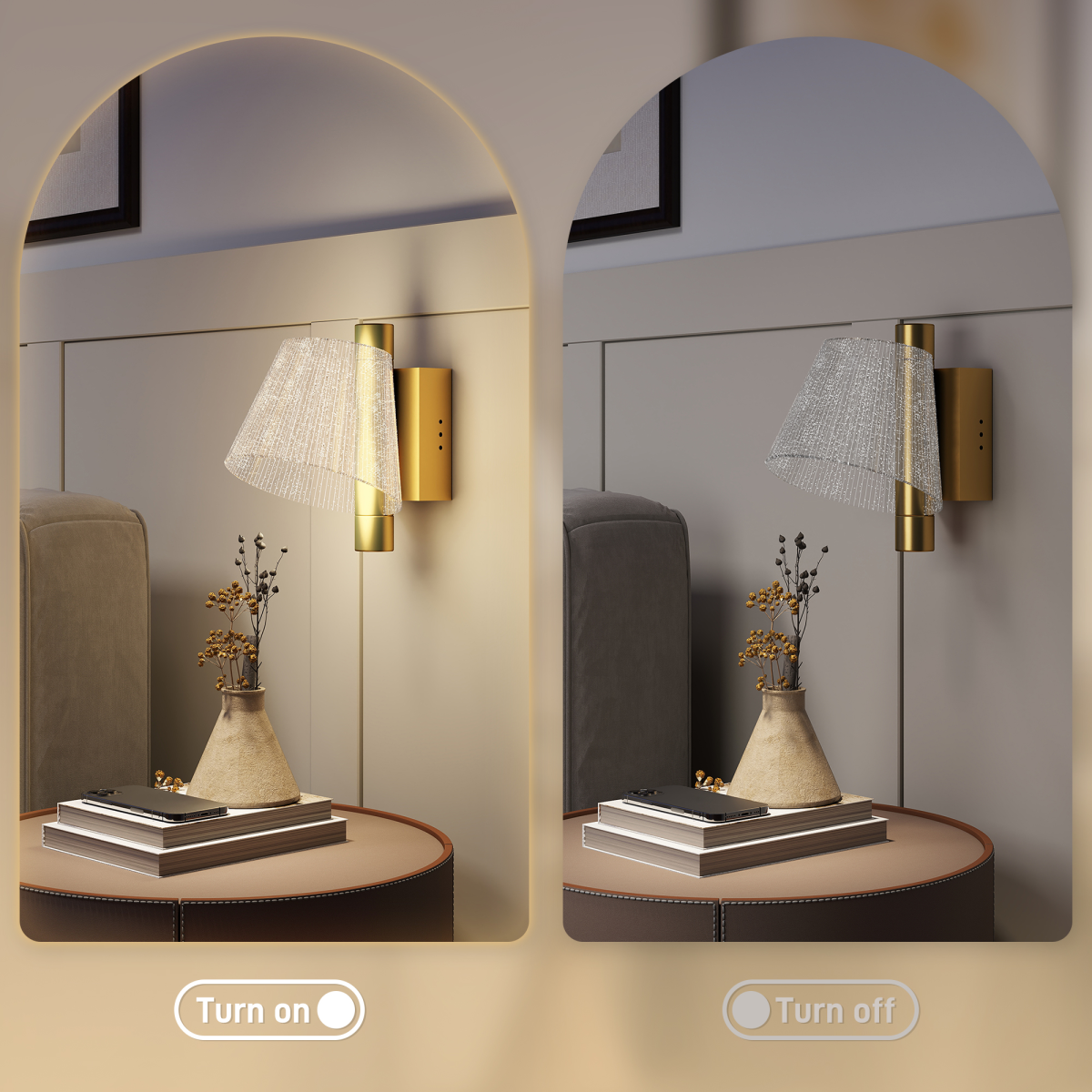 Modern Gold LED Outdoor Wall Lights, Set of 2 – Waterproof IP65 Sconces with 3 Colour Temperatures