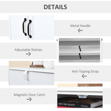 Modern Freestanding Storage Hutch Cabinet with 4 Doors & Adjustable Shelves – Kitchen & Living Room