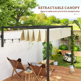 Outsunny 2 x 3m Wall Mounted Pergola with Retractable Sliding Canopy – UV-Protective Roof, Khaki
