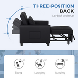 HOMCOM Folding Sleeper Chair Bed with Pillow & Side Pockets – Space-Saving Guest Bed, Black