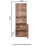 Indus Solid Wood Bookcase with Multiple Shelves – Natural Grain Storage & Display for Living Room or Study