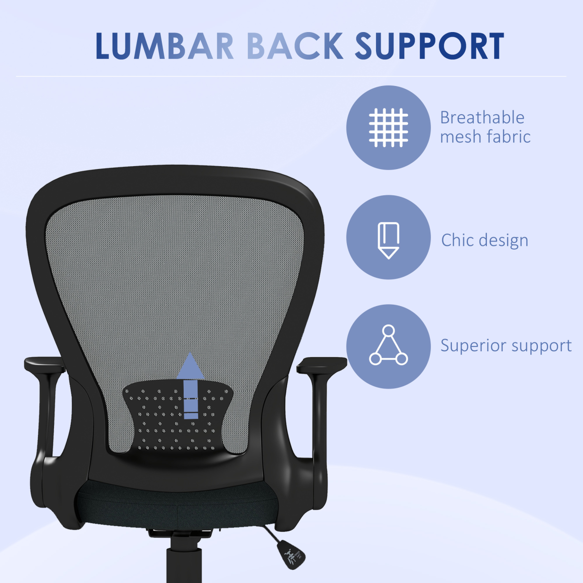 Vinsetto Mesh Office Chair with Flip-Up Arms & Tilt Function – Charcoal Grey