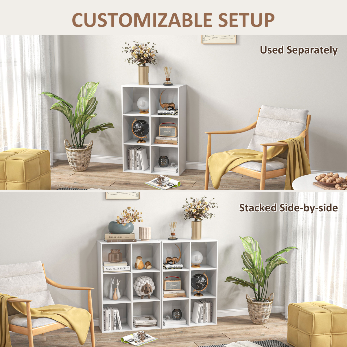 6 Cube Storage Cabinet Bookcase – Organiser Shelves for Home, Office or Study, White