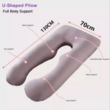 U-Shaped Pregnancy Pillow with Removable Cover – Full Body Maternity Support for Back, Hips & Belly, Grey