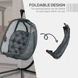 Outsunny Hanging Swing Chair with Thick Cushion, Steel Frame & Breathable Mesh – Patio Chair, Dark Grey