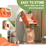 AIYAPLAY 3 in 1 Kids Slide with Climber & Basketball Hoop – Carrot Themed Foldable Indoor Playset, Ages 1-3