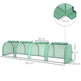 Outsunny Tunnel Greenhouse with Steel Frame & Zipped Doors, 395 x 100 x 80cm – Plant Protection, Green