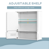 kleankin Wall-Mounted Bathroom Mirror Cabinet with Double Doors and Adjustable Shelf – Storage Cupboard, White