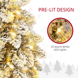HOMCOM Set of 2 Mini Artificial Christmas Trees with Warm White LEDs – Flocked Tabletop Xmas Trees, Green