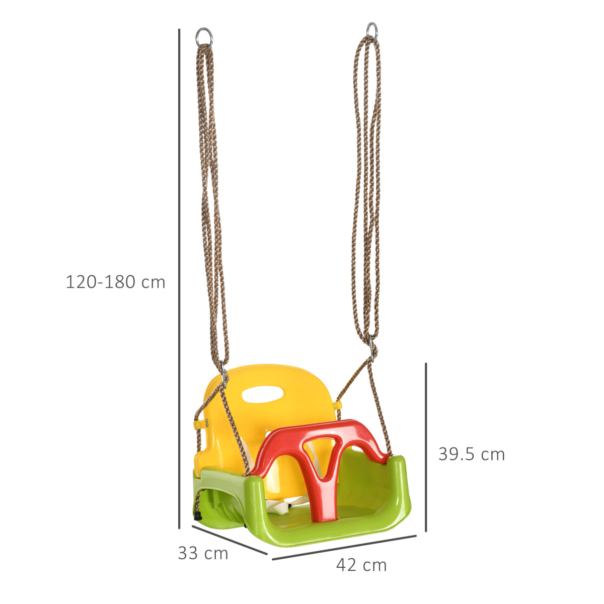 Outsunny 3-in-1 Adjustable Baby Swing with T-Bar & Safety Belt – Indoor & Outdoor Toddler Seat, 9–36 Months