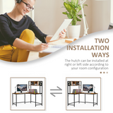 HOMCOM Industrial L-Shaped Desk with Upper Shelf, 149 x 140cm – Corner Home Office Workstation, Brown & Black