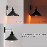 LEDSone Vintage Wall Sconce with Black Cone Metal Shade – E27 Retro Wall Light for Home, Restaurants & Cafés