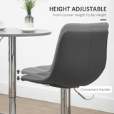 HOMCOM Set of 2 Adjustable Swivel Breakfast Bar Stools with Footrest – Soft Grey Upholstery