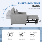 HOMCOM Pull-Out Sleeper Chair Bed with Pillow & Side Pockets – Single Guest Bed, Padded Upholstery, Light Grey