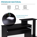 HOMCOM Computer Desk with Sliding Keyboard Tray, Drawer & Shelf – Compact Home Office Workstation, Black