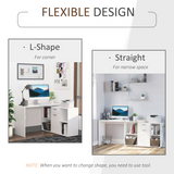 HOMCOM Large Adjustable L-Shaped Computer Desk with Rotating Shelf – Dual-Use Home Office Workstation