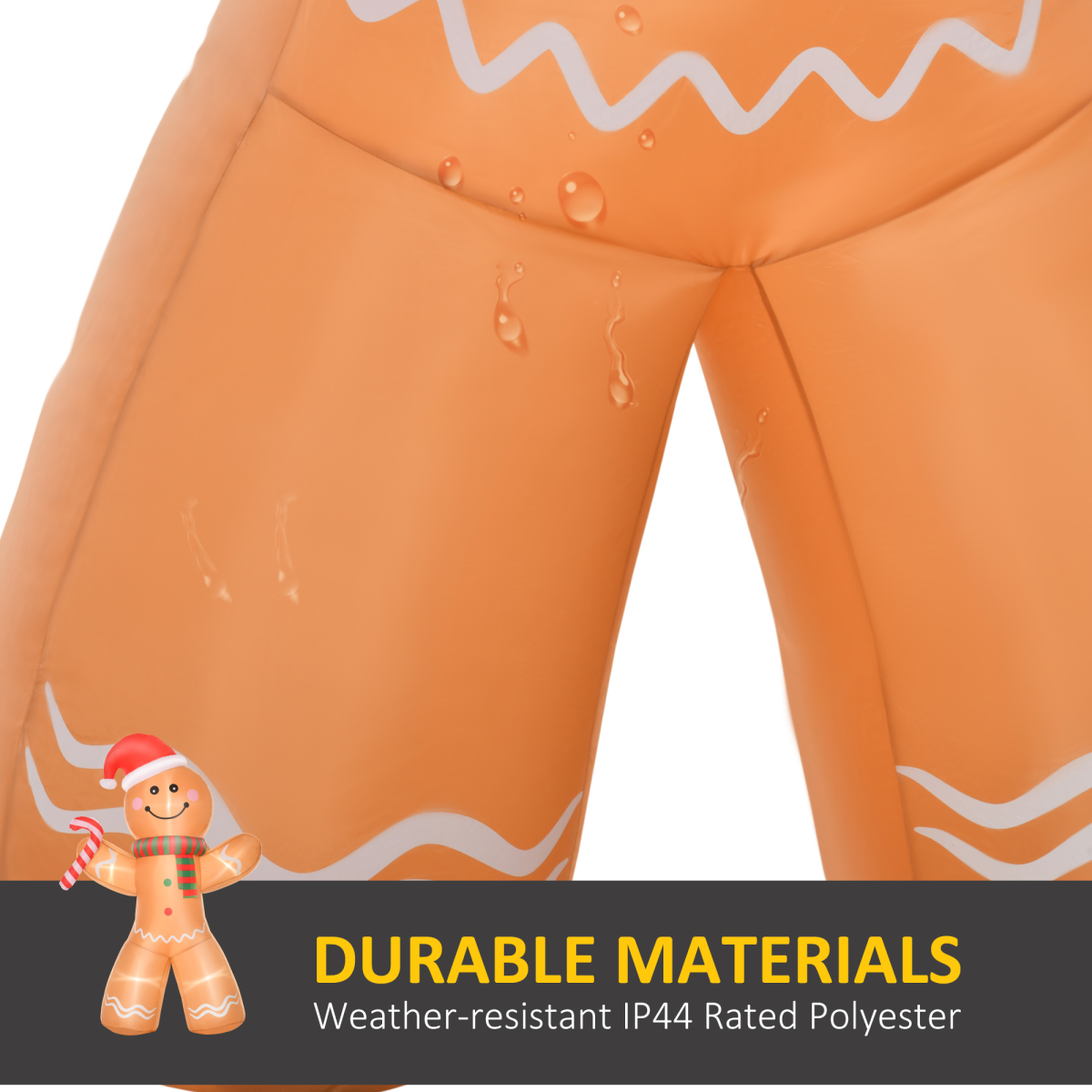 HOMCOM 8ft Inflatable Christmas Gingerbread Man with Internal Lights – Indoor Outdoor Festive Yard Decoration